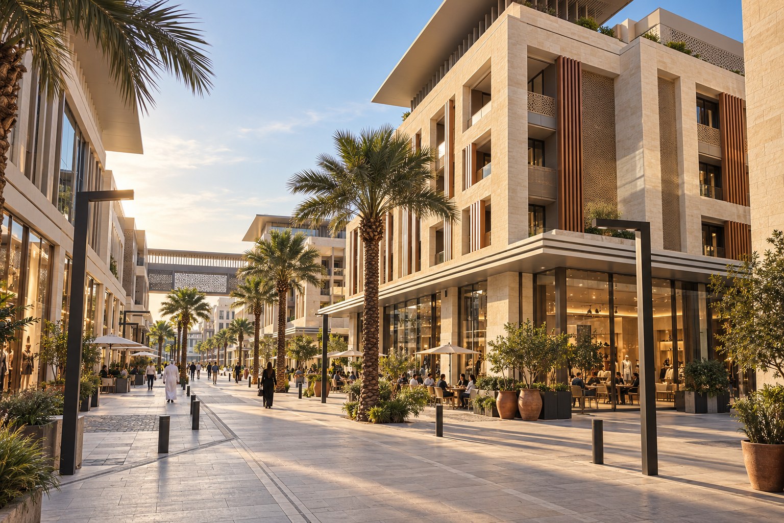 Palm-lined West Walk boulevard