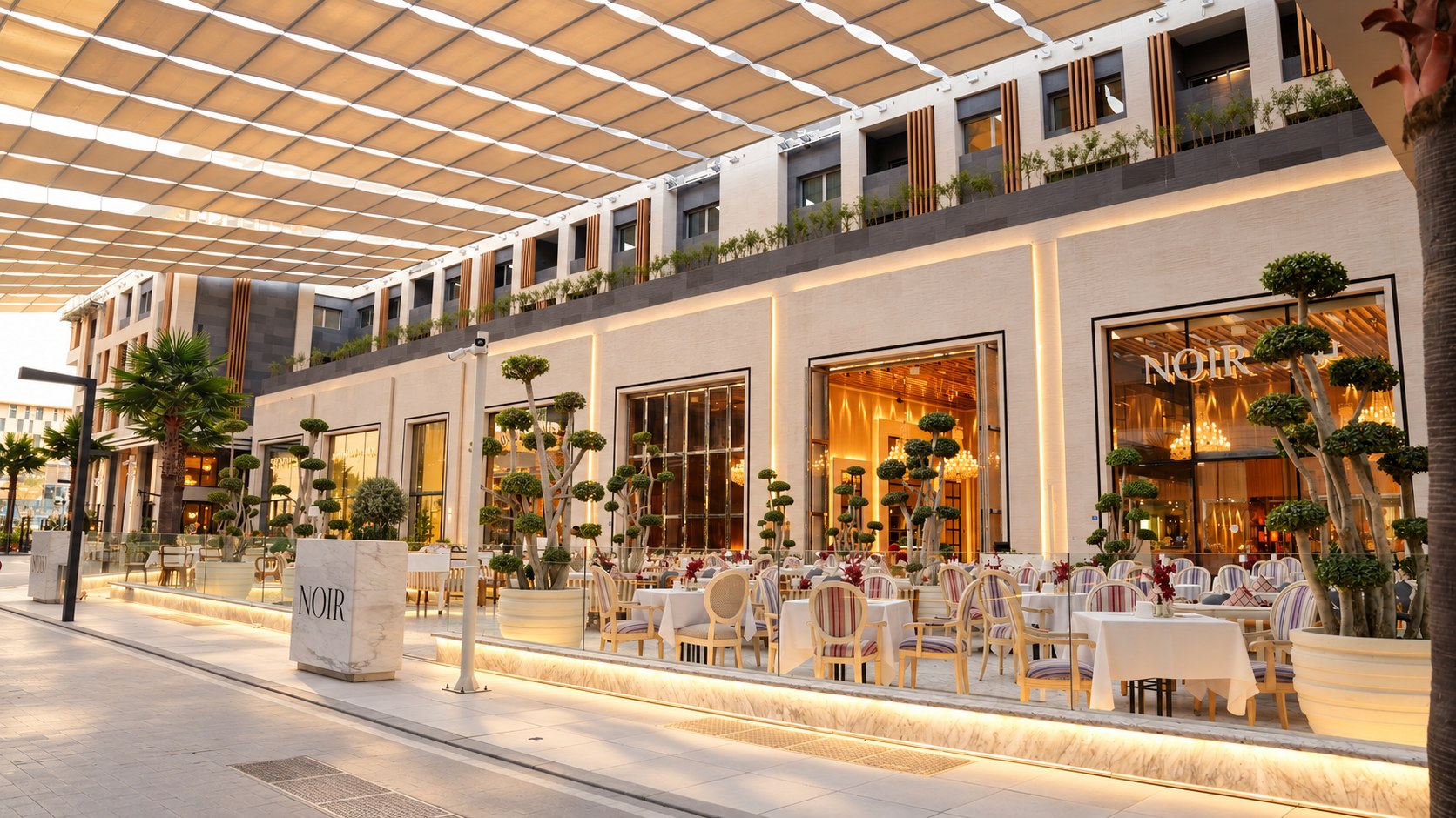 NOIR café terrace on the West Walk boulevard